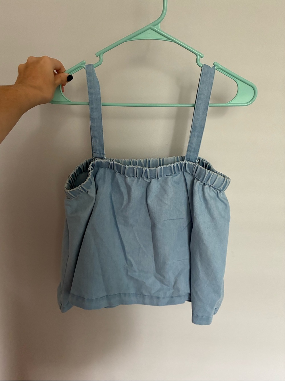 JACK by BB Dakota Flirty Chambray Tank Top Crop Top Adjustable Straps